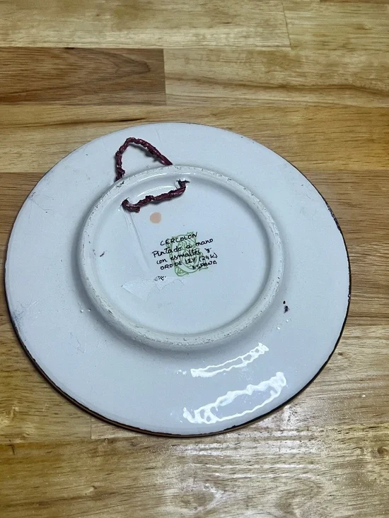 Cercolon Pintado a Mano España Decorative Wall Plate 24K Gold Rim Hand Painted - Picture 8 of 12